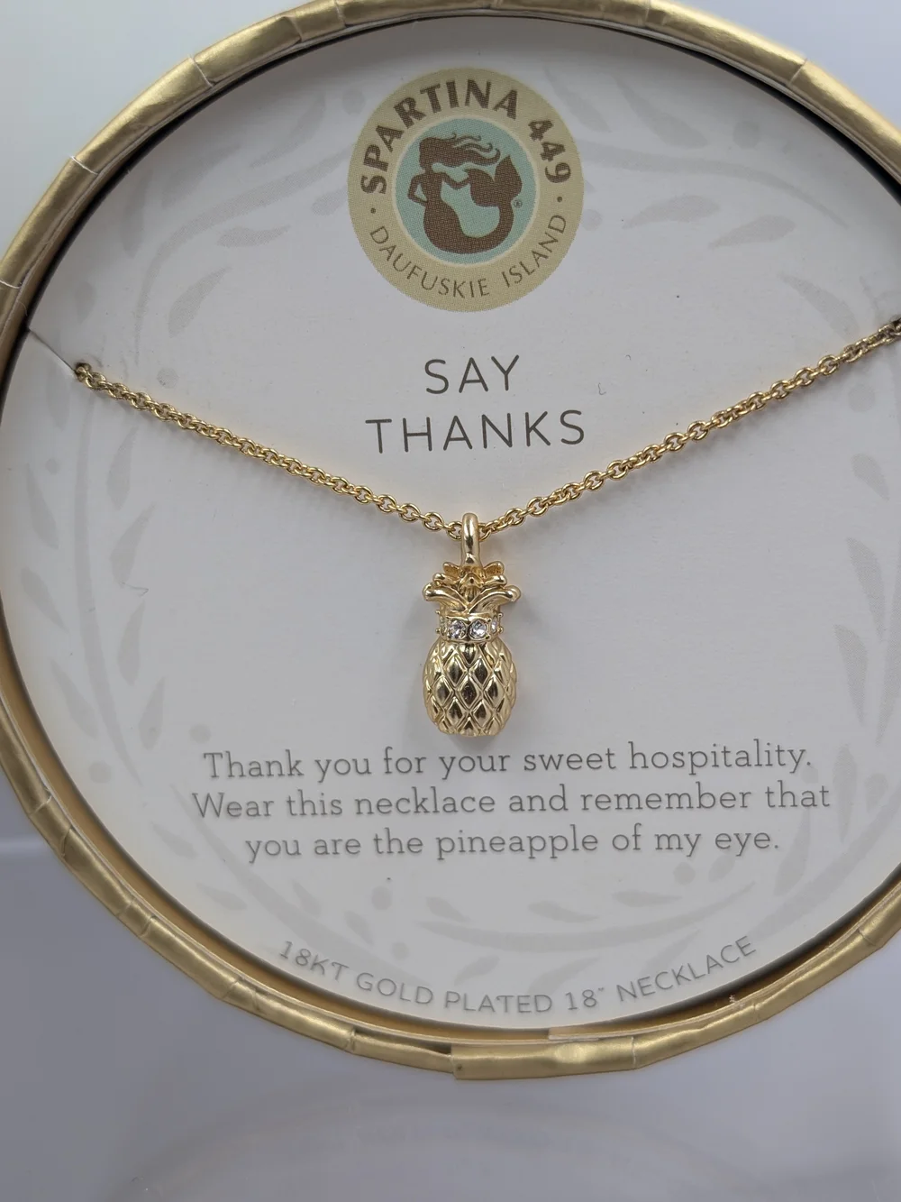 Spartina 449 Say Thanks Pineapple Necklace Hostess Gift NWT | 0244